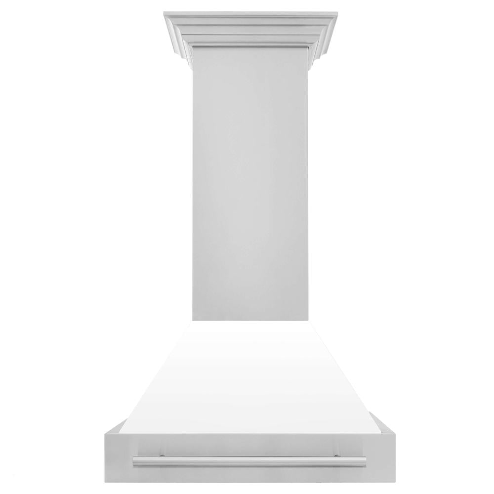 30 In. Stainless Steel Range Hood With White Matte Shell And Stainless Steel Handle 8654STXWM30