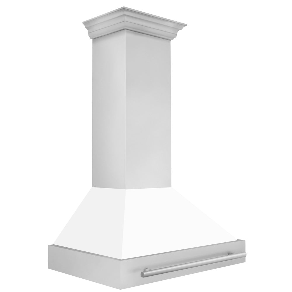 36 In. Stainless Steel Range Hood With White Matte Shell And Stainless Steel Handle 8654STXWM36