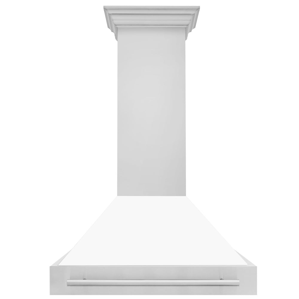 36 In. Stainless Steel Range Hood With White Matte Shell And Stainless Steel Handle 8654STXWM36