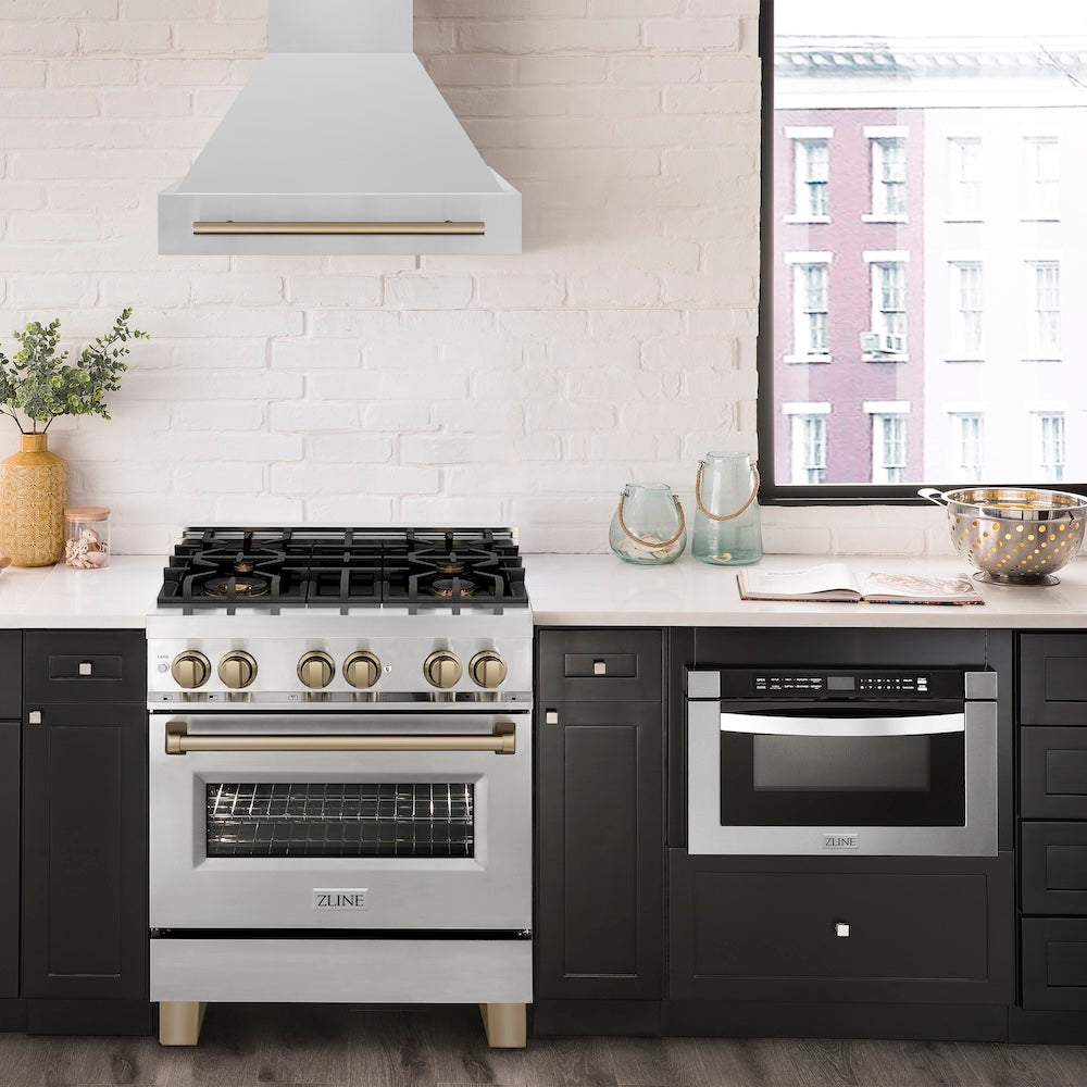 Autograph Edition 30 In. Stainless Steel Range Hood With Stainless Steel Shell And Champagne Bronze Handle 8654STZ30CB