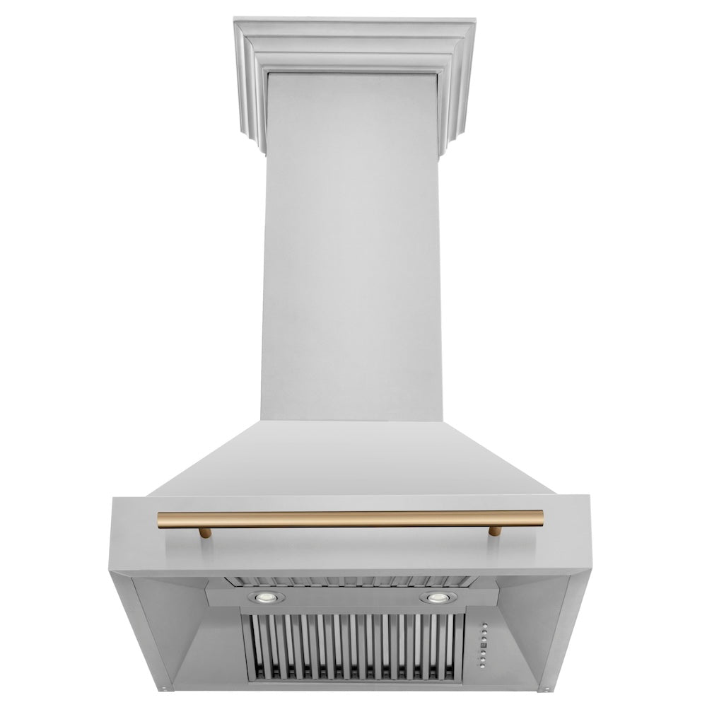 Autograph Edition 30 In. Stainless Steel Range Hood With Stainless Steel Shell And Champagne Bronze Handle 8654STZ30CB