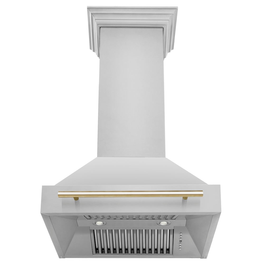 Autograph Edition 30 In. Stainless Steel Range Hood With Stainless Steel Shell And Polished Gold Handle 8654STZ30G