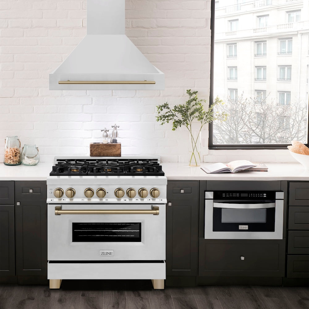 Autograph Edition 36 In. Stainless Steel Range Hood With Stainless Steel Shell And Champagne Bronze Handle 8654STZ36CB