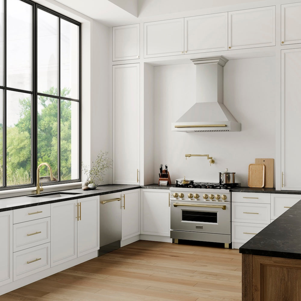 Autograph Edition 36 In. Stainless Steel Range Hood With Stainless Steel Shell And Champagne Bronze Handle 8654STZ36CB