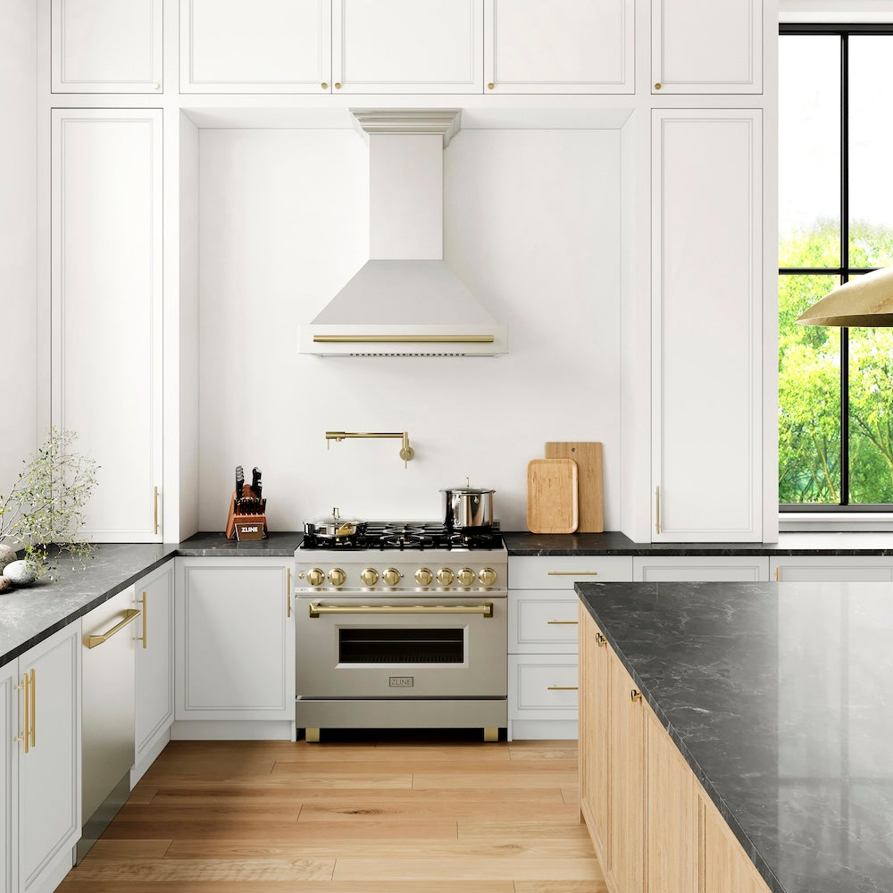 Autograph Edition 36 In. Stainless Steel Range Hood With Stainless Steel Shell And Champagne Bronze Handle 8654STZ36CB