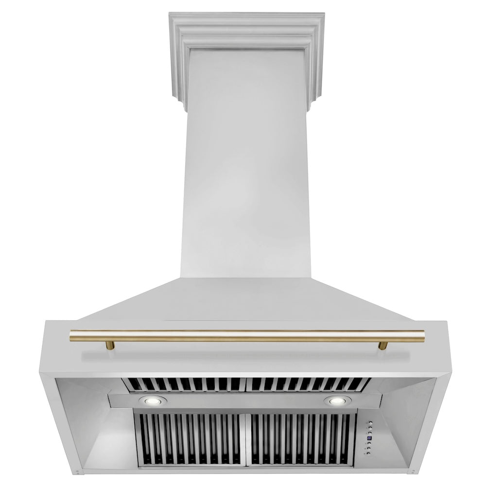 Autograph Edition 36 In. Stainless Steel Range Hood With Stainless Steel Shell And Polished Gold Handle 8654STZ36G