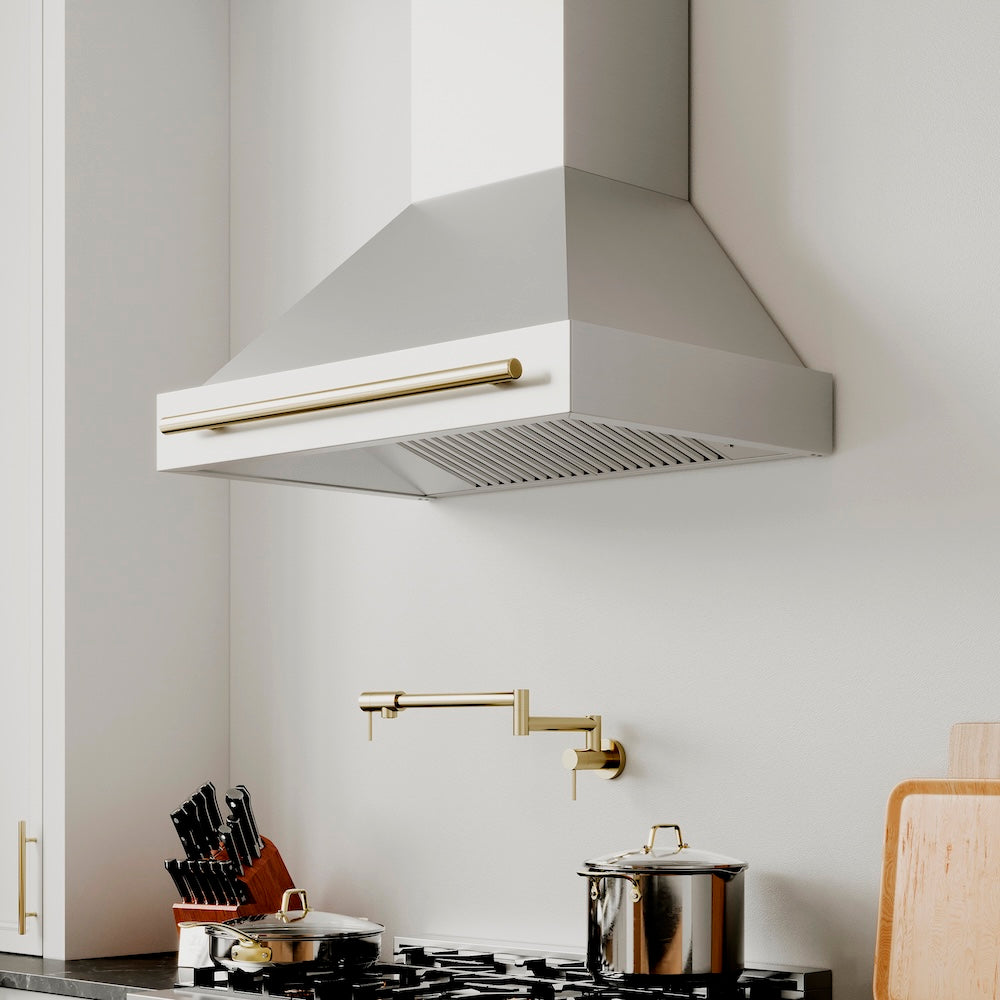 Autograph Edition 36 In. Stainless Steel Range Hood With Stainless Steel Shell And Polished Gold Handle 8654STZ36G