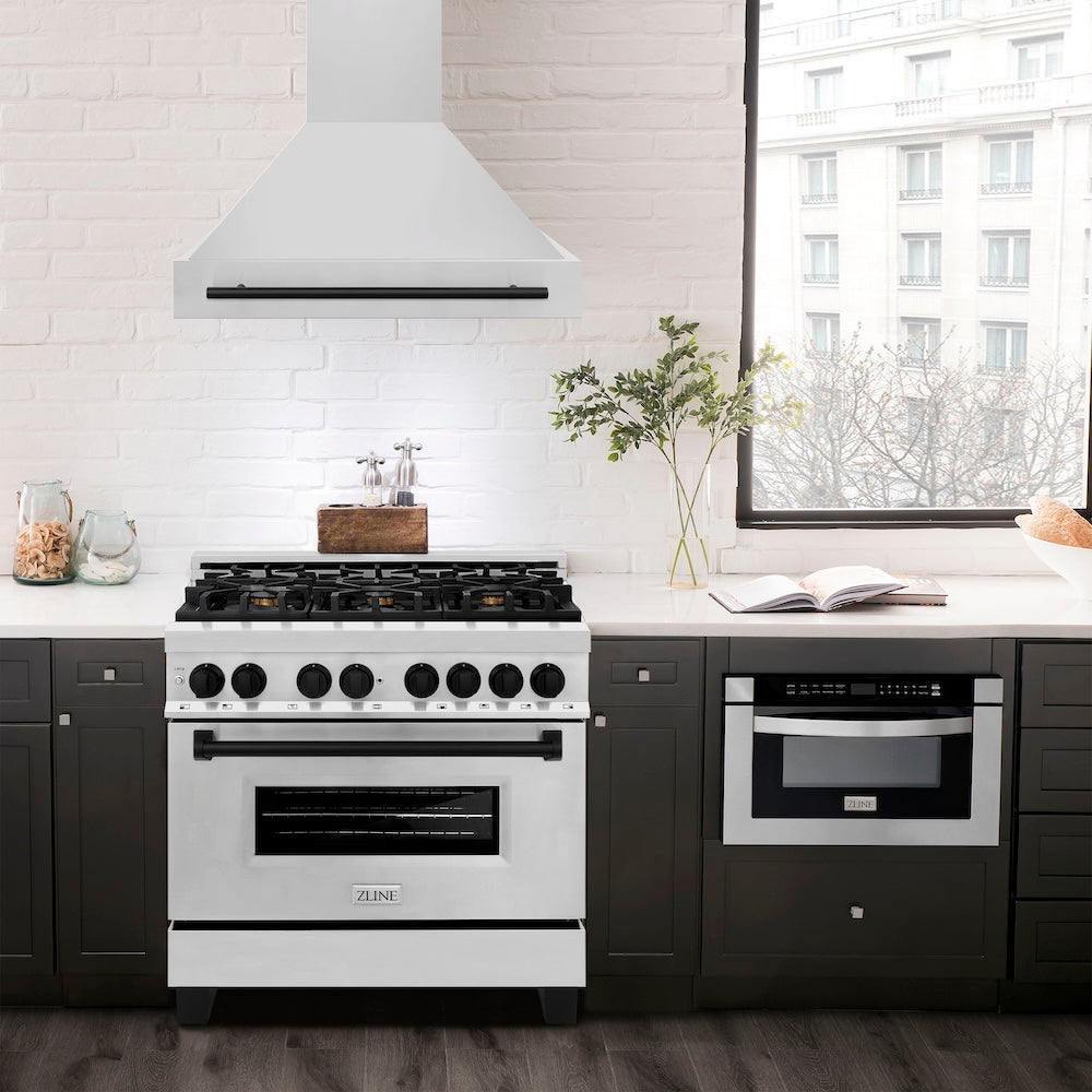 Autograph Edition 36 In. Stainless Steel Range Hood With Stainless Steel Shell And Matte Black Handle 8654STZ36MB