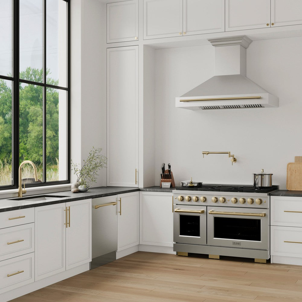 Autograph Edition 48 In. Stainless Steel Range Hood With Stainless Steel Shell And Champagne Bronze Handle 8654STZ48CB