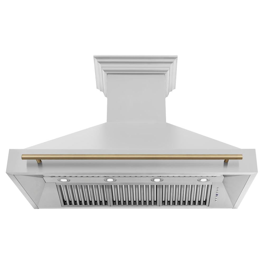 Autograph Edition 48 In. Stainless Steel Range Hood With Stainless Steel Shell And Champagne Bronze Handle 8654STZ48CB