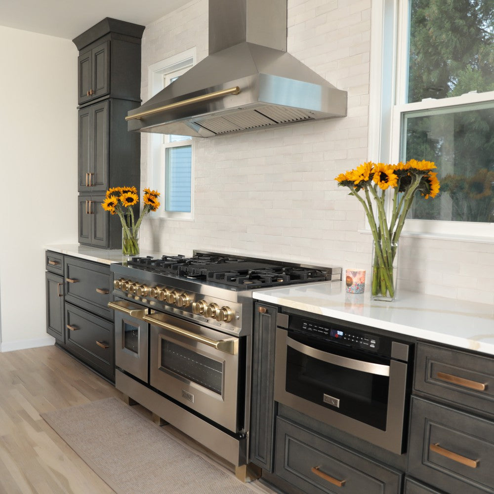 Autograph Edition 48 In. Stainless Steel Range Hood With Stainless Steel Shell And Champagne Bronze Handle 8654STZ48CB