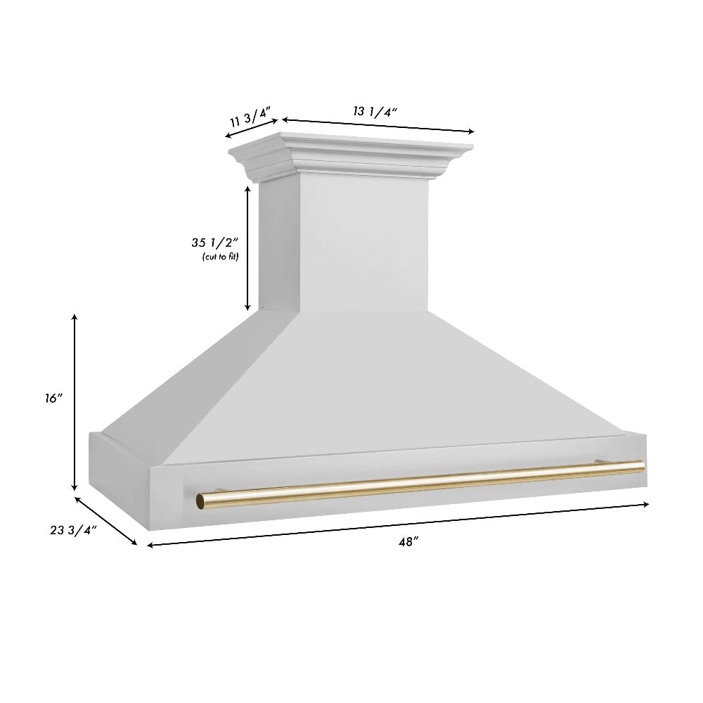 Autograph Edition 48 In. Stainless Steel Range Hood With Stainless Steel Shell And Polished Gold Handle 8654STZ48G