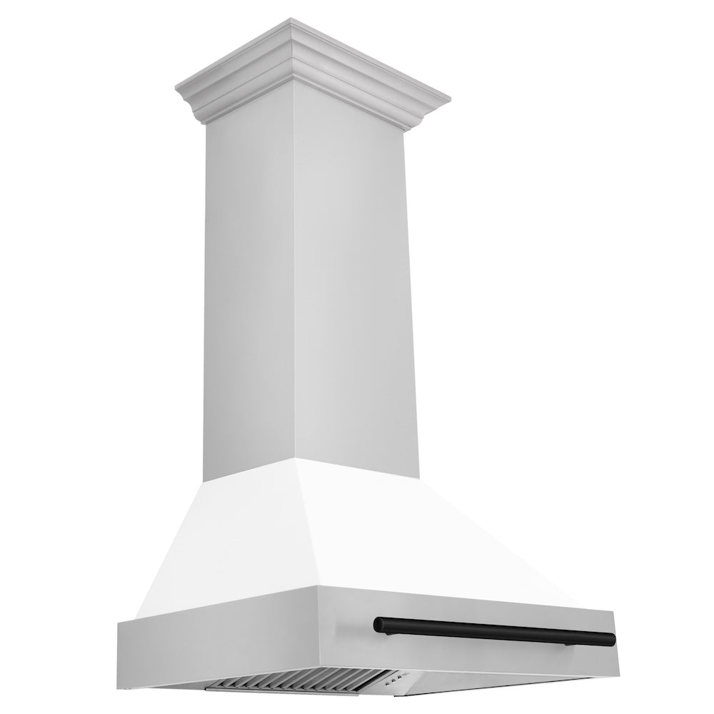 Autograph Edition 30 In. Stainless Steel Range Hood With White Matte Shell And Matte Black Handle 8654STZWM30MB