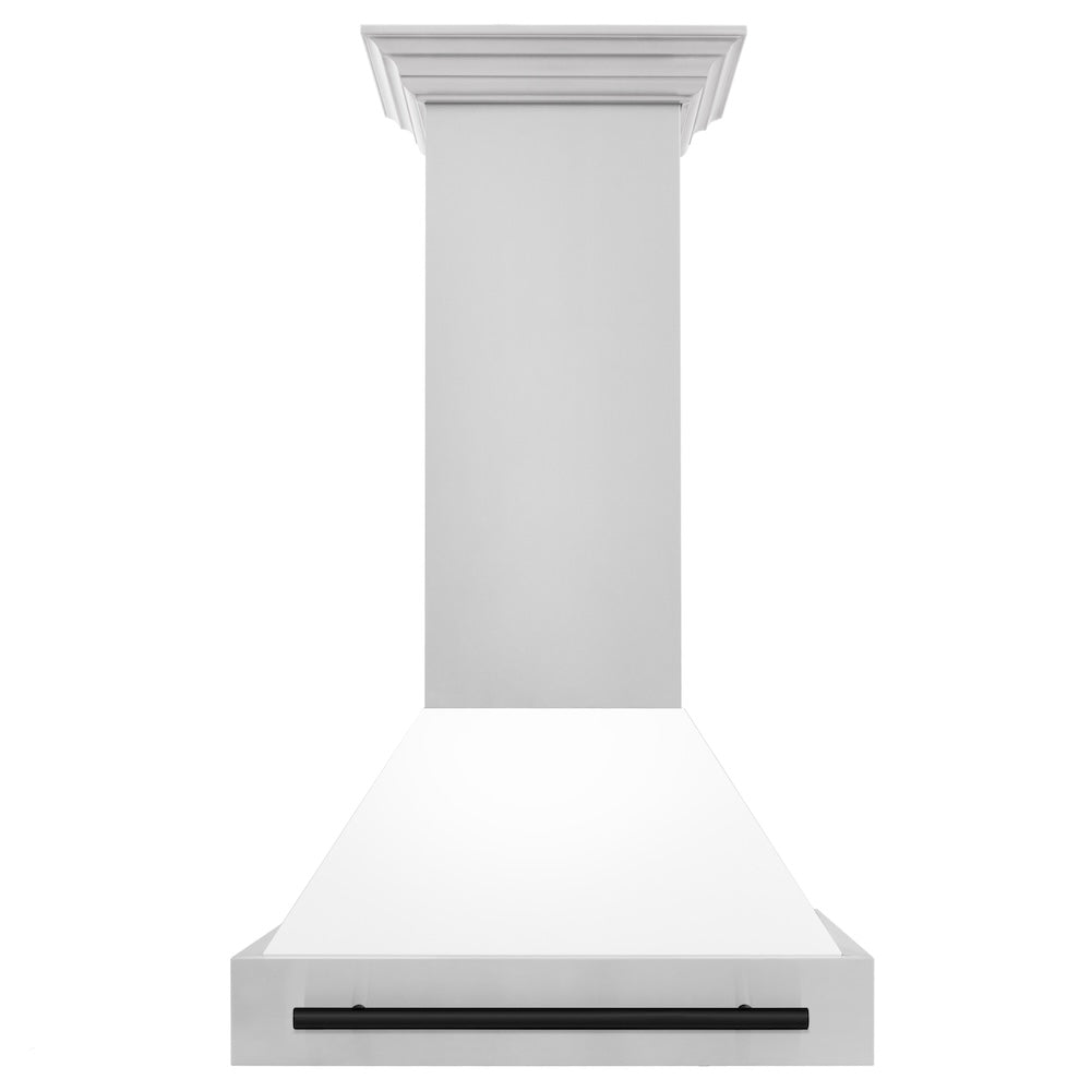Autograph Edition 30 In. Stainless Steel Range Hood With White Matte Shell And Matte Black Handle 8654STZWM30MB