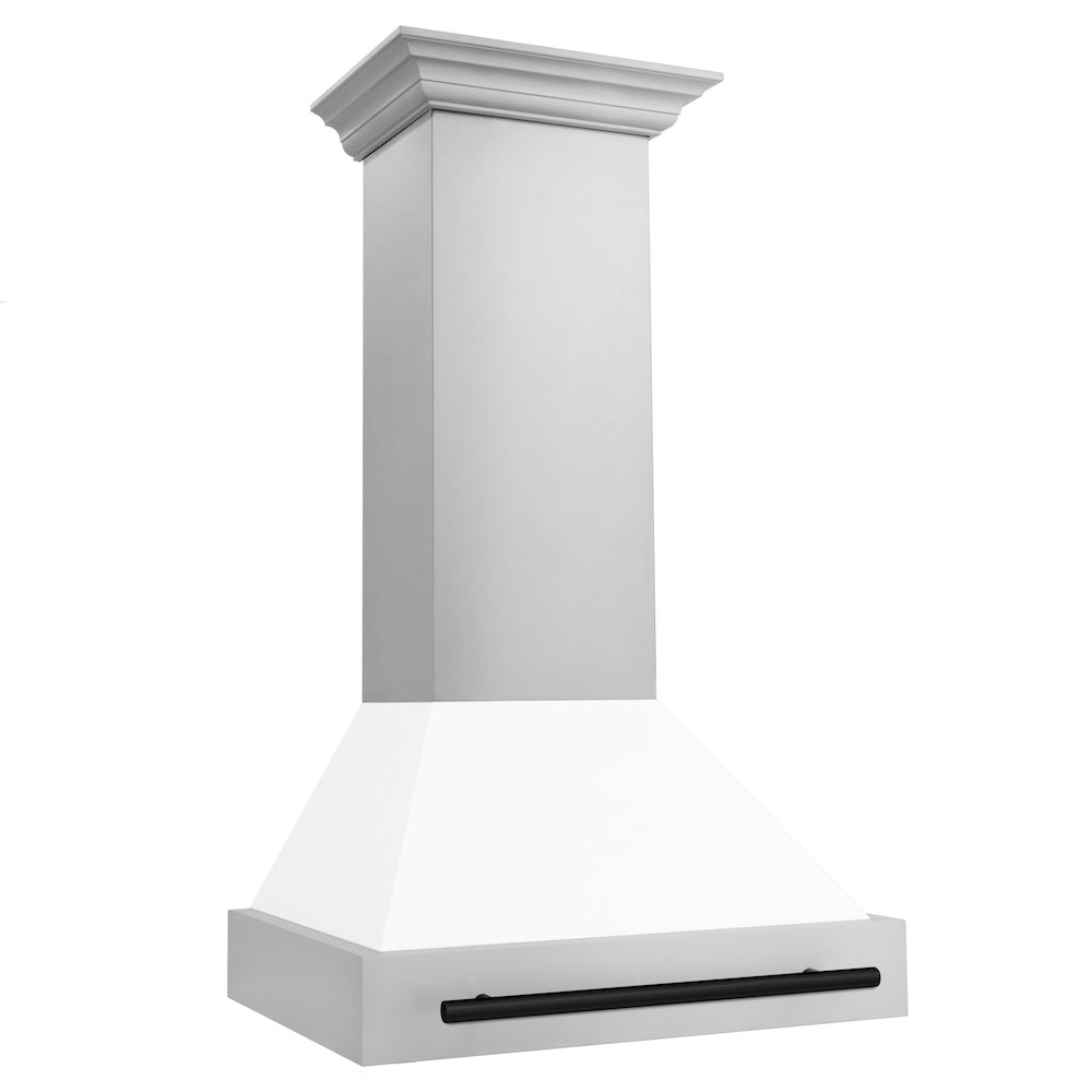 Autograph Edition 30 In. Stainless Steel Range Hood With White Matte Shell And Matte Black Handle 8654STZWM30MB