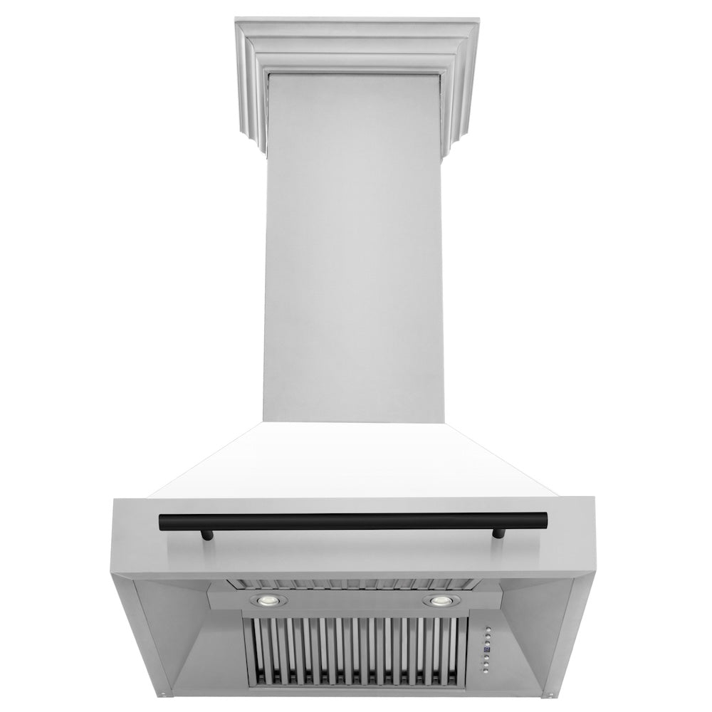 Autograph Edition 30 In. Stainless Steel Range Hood With White Matte Shell And Matte Black Handle 8654STZWM30MB
