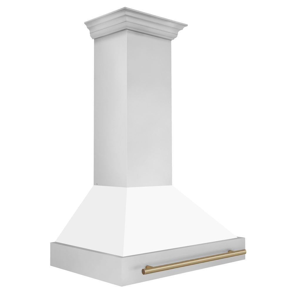 Autograph Edition 36 In. Stainless Steel Range Hood With White Matte Shell And Champagne Bronze Handle 8654STZWM36CB