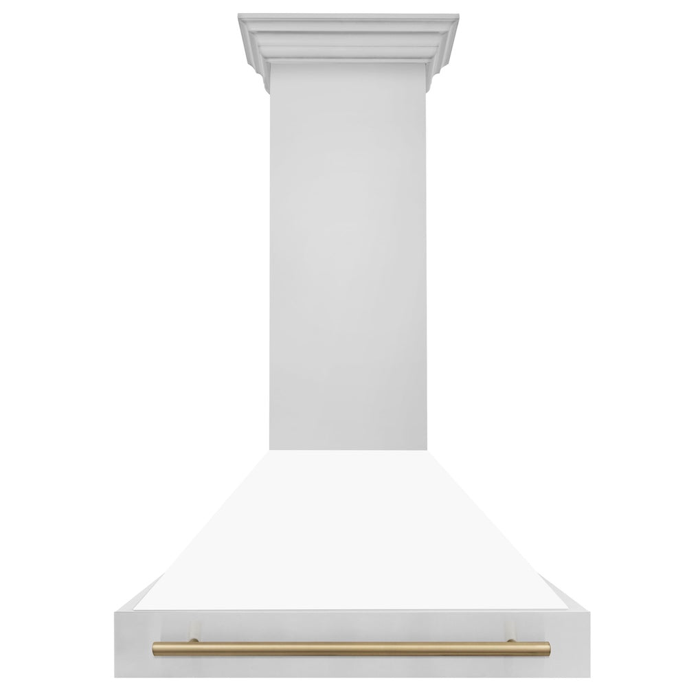 Autograph Edition 36 In. Stainless Steel Range Hood With White Matte Shell And Champagne Bronze Handle 8654STZWM36CB
