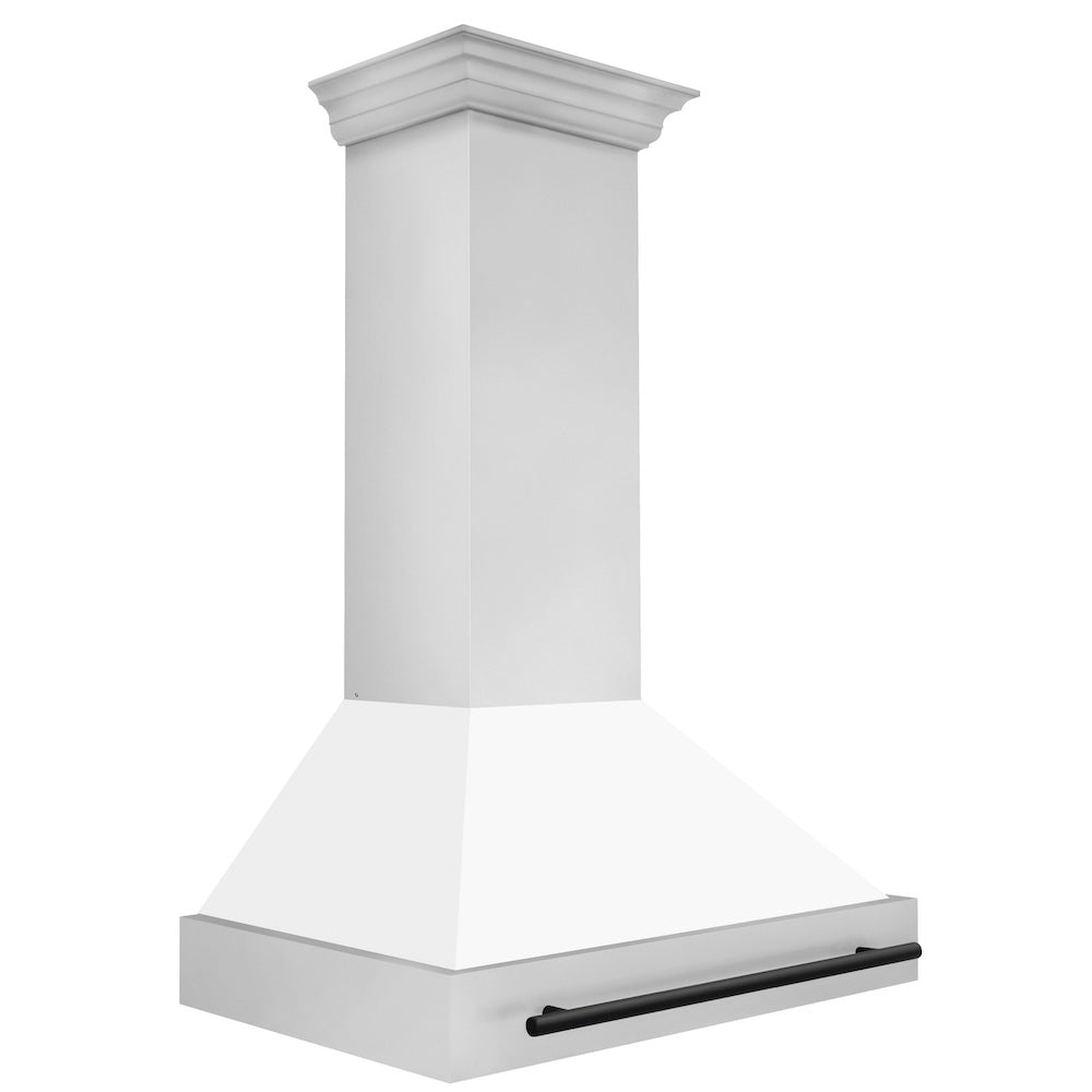 Autograph Edition 36 In. Stainless Steel Range Hood With White Matte Shell And Matte Black Handle 8654STZWM36MB