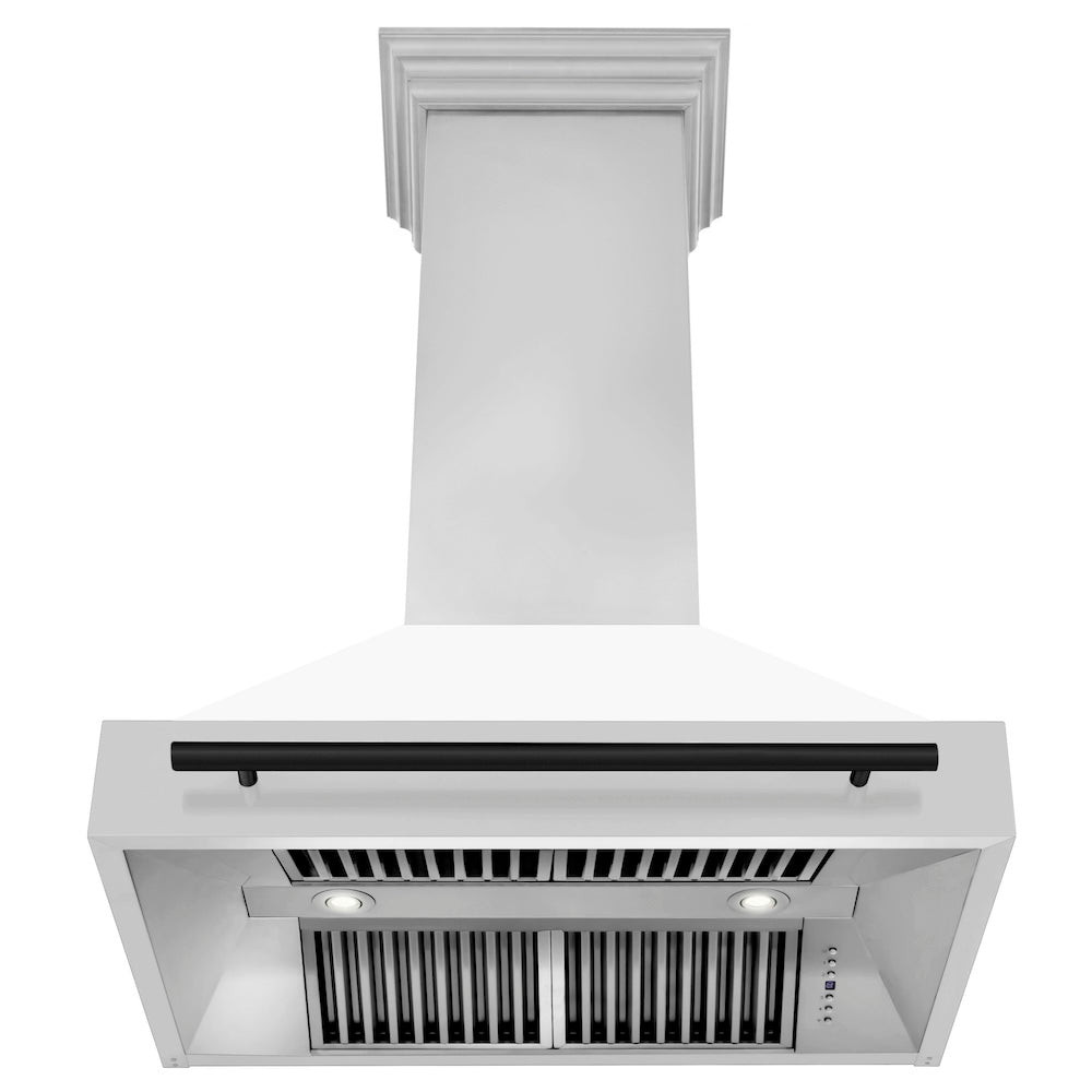 Autograph Edition 36 In. Stainless Steel Range Hood With White Matte Shell And Matte Black Handle 8654STZWM36MB