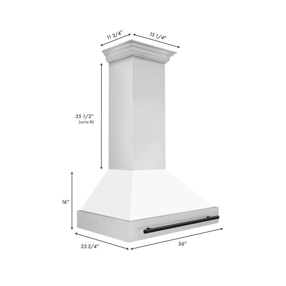 Autograph Edition 36 In. Stainless Steel Range Hood With White Matte Shell And Matte Black Handle 8654STZWM36MB