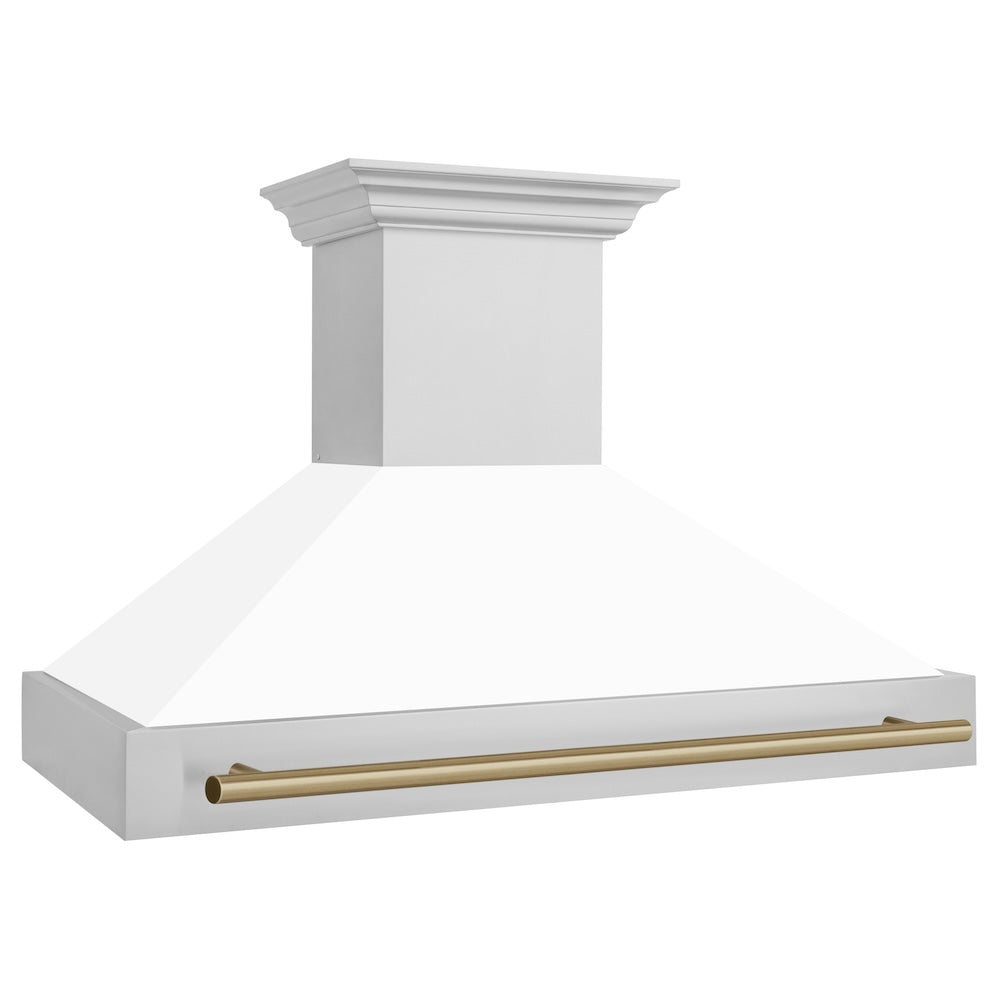 Autograph Edition 48 In. Stainless Steel Range Hood With White Matte Shell And Champagne Bronze Handle 8654STZWM48CB