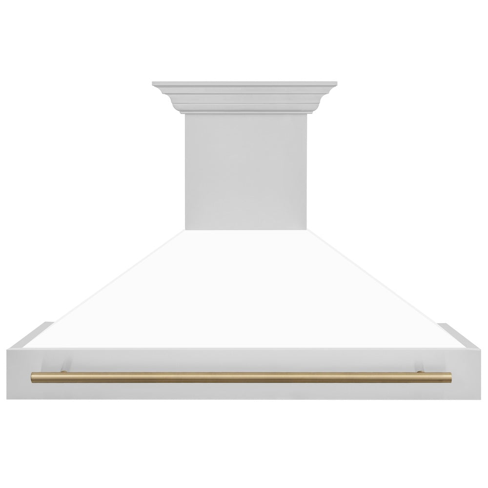 Autograph Edition 48 In. Stainless Steel Range Hood With White Matte Shell And Champagne Bronze Handle 8654STZWM48CB