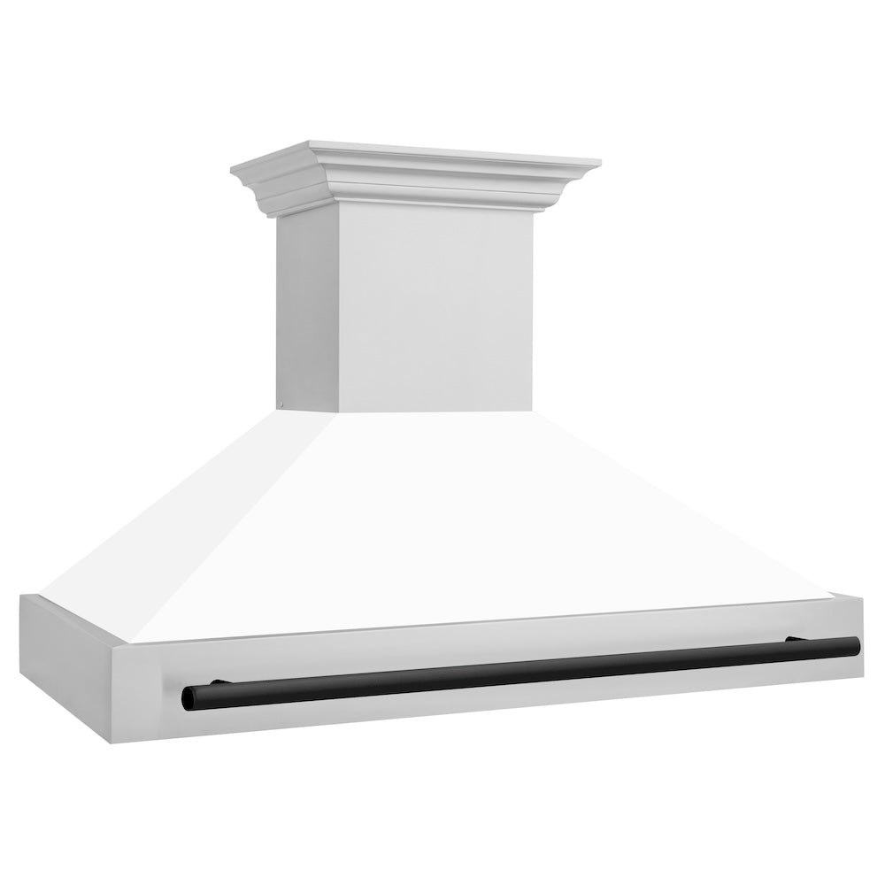 Autograph Edition 48 In. Stainless Steel Range Hood With White Matte Shell And Matte Black Handle 8654STZWM48MB