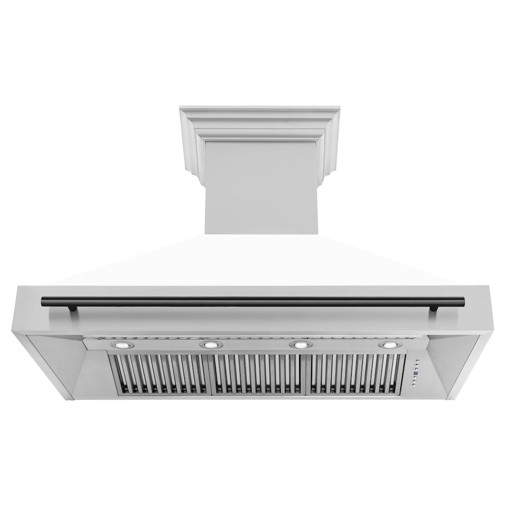 Autograph Edition 48 In. Stainless Steel Range Hood With White Matte Shell And Matte Black Handle 8654STZWM48MB