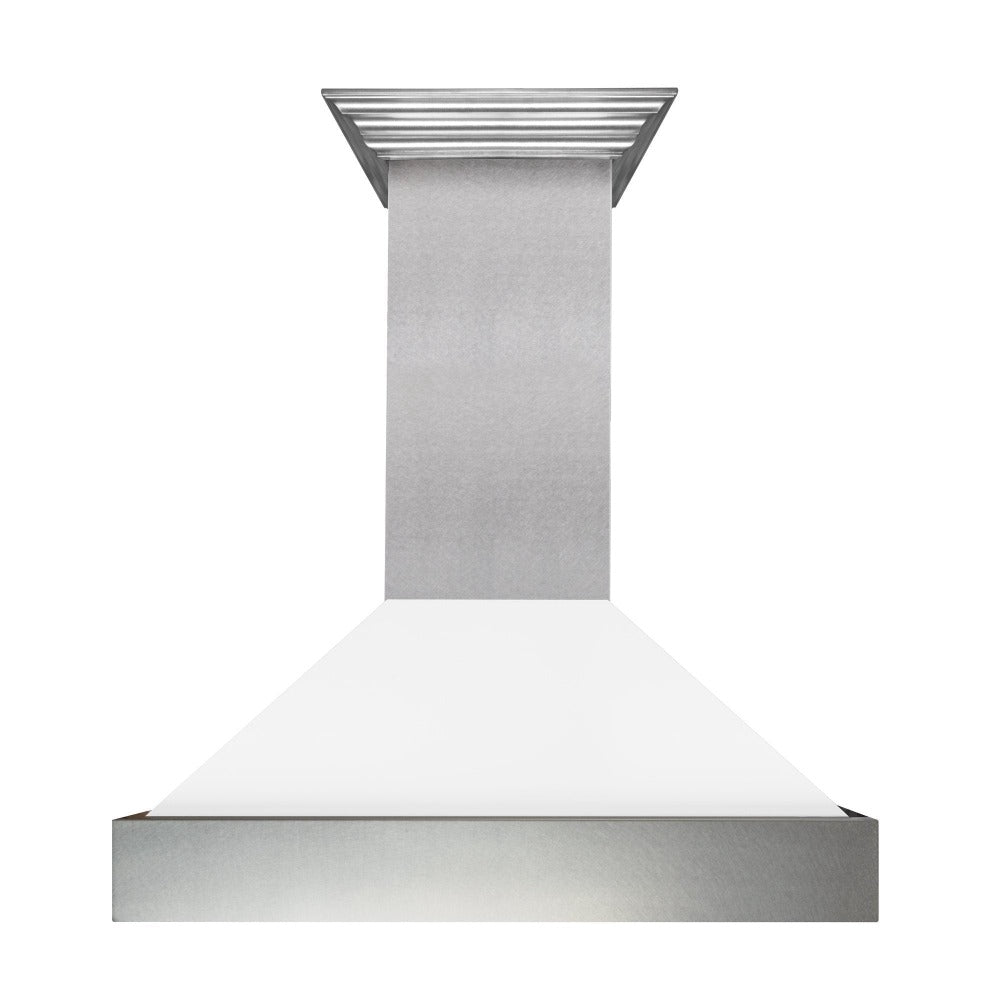 30 In. Ducted Satin Stainless Steel Wall Mount Range Hood With White Matte Shell 8654WM30