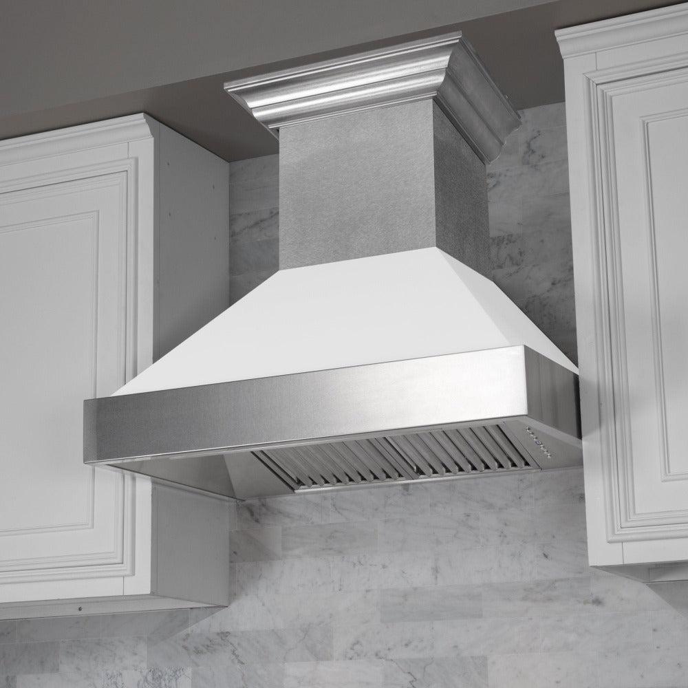 48 In. Ducted Satin Stainless Steel Wall Mount Range Hood With White Matte Shell 8654WM48