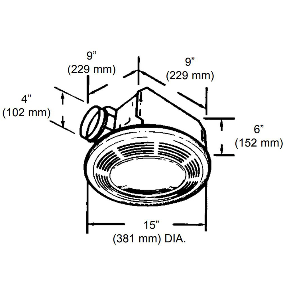 100 CFM Bathroom Exhaust Fan with Light and Night Light 8663RP, product image 4 of 4