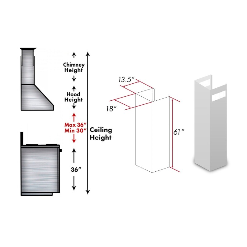 61" Chimney Extension for Ceilings up to 12.5 ft. 8687SE