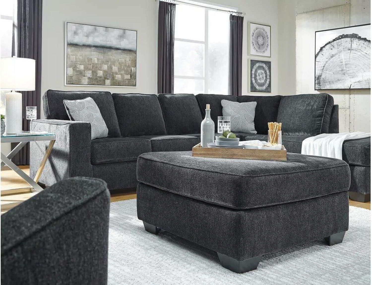 Altari Oversized Accent Ottoman In Slate 8721308