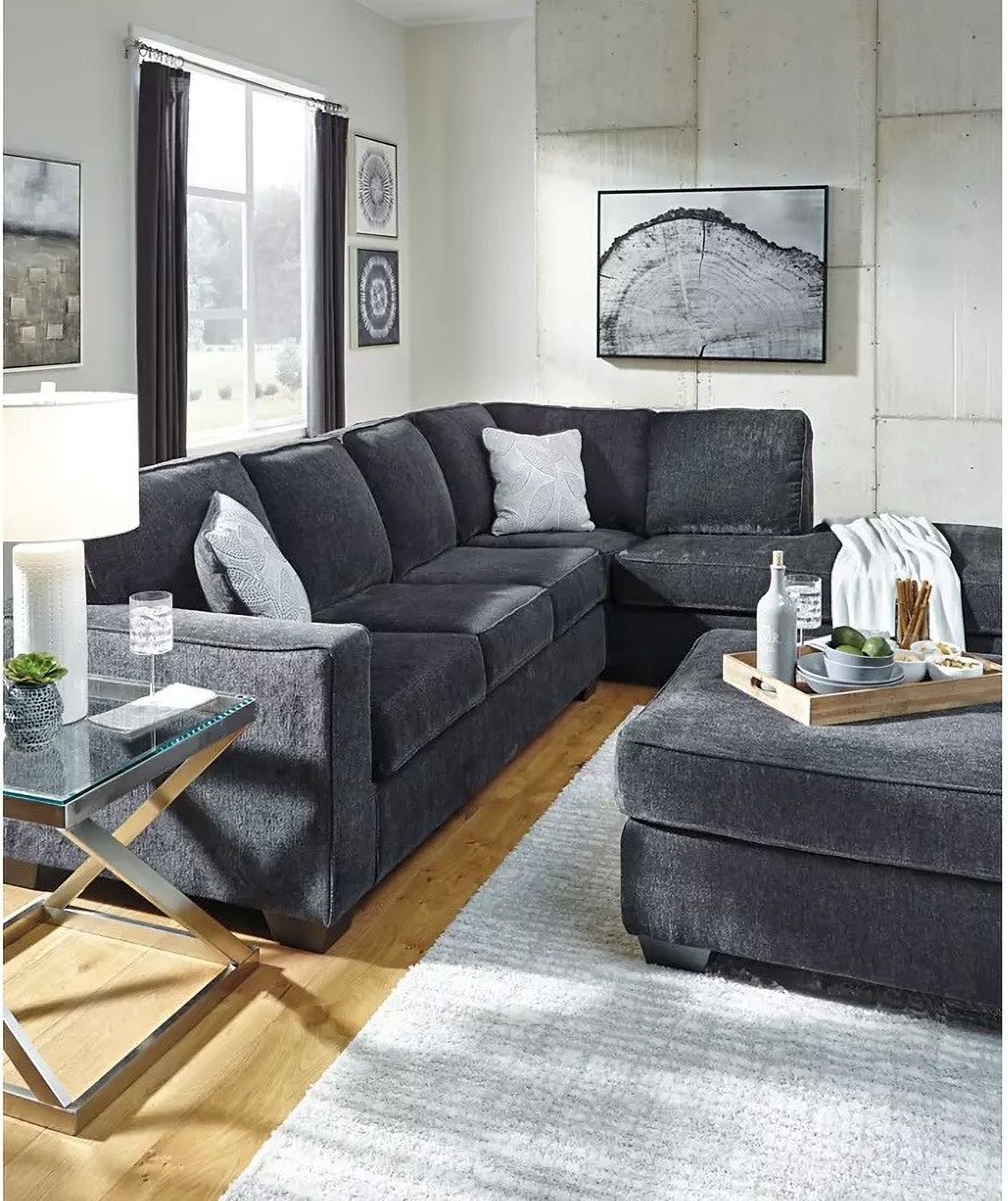 Altari Oversized Accent Ottoman In Slate 8721308