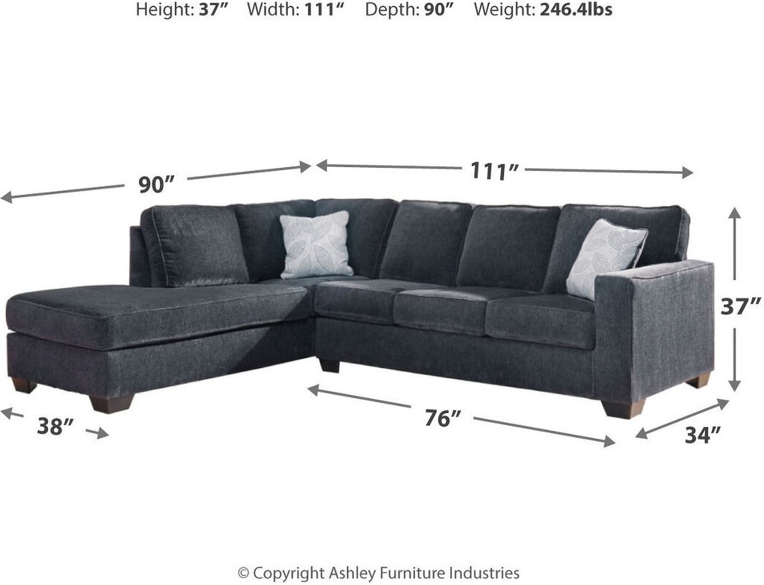 Altari 2-Piece LAF Sectional In Slate 87213S1