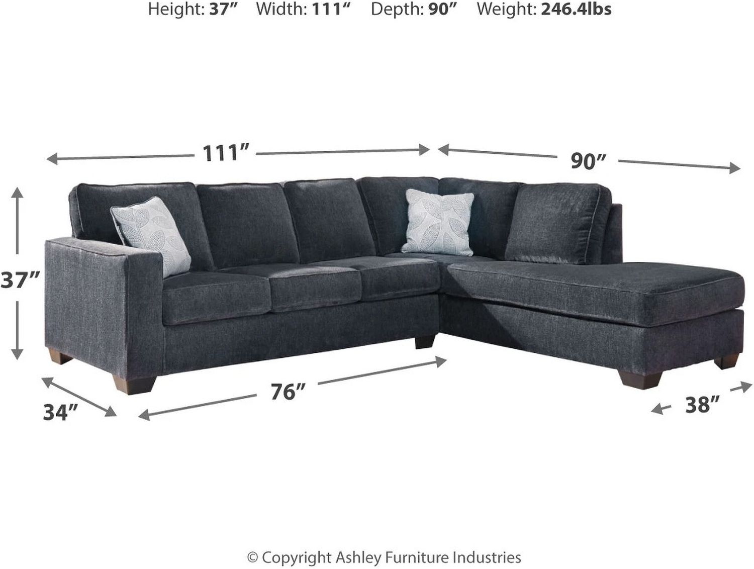Altari 2-Piece RAF Sectional In Slate 87213S2