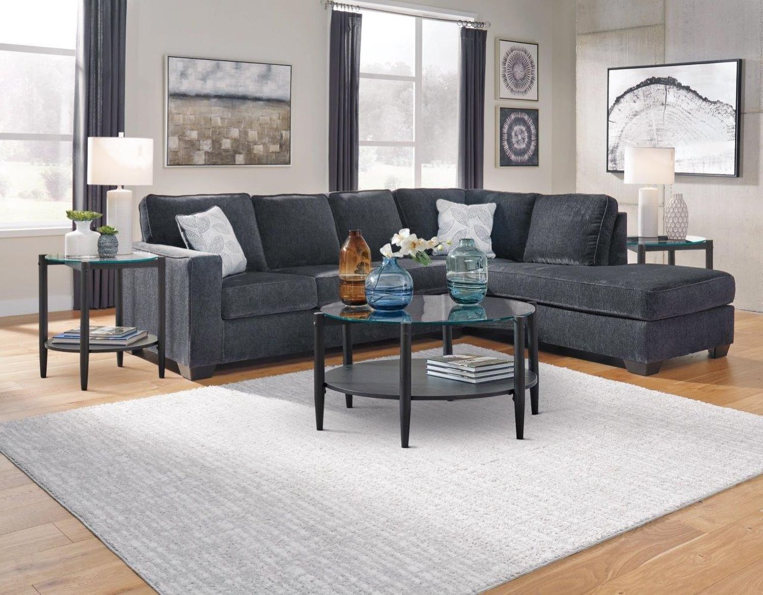 Altari 2-Piece RAF Sleeper Sectional With Chaise In Slate 87213S3