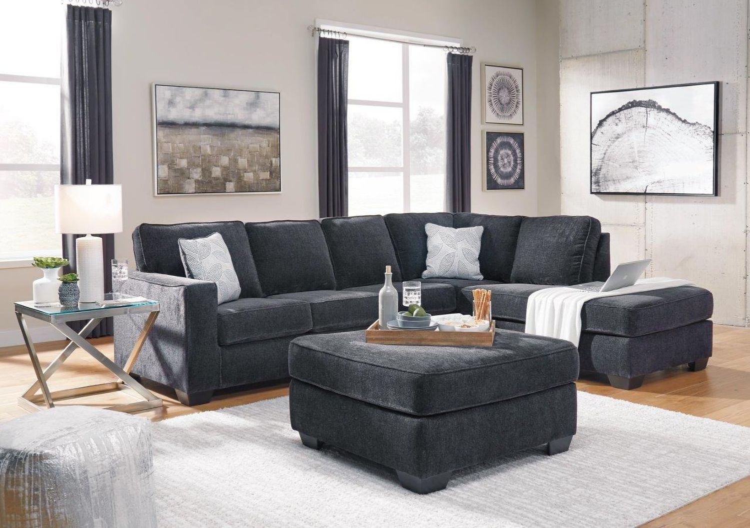 Altari 2-Piece RAF Sleeper Sectional With Chaise In Slate 87213S3
