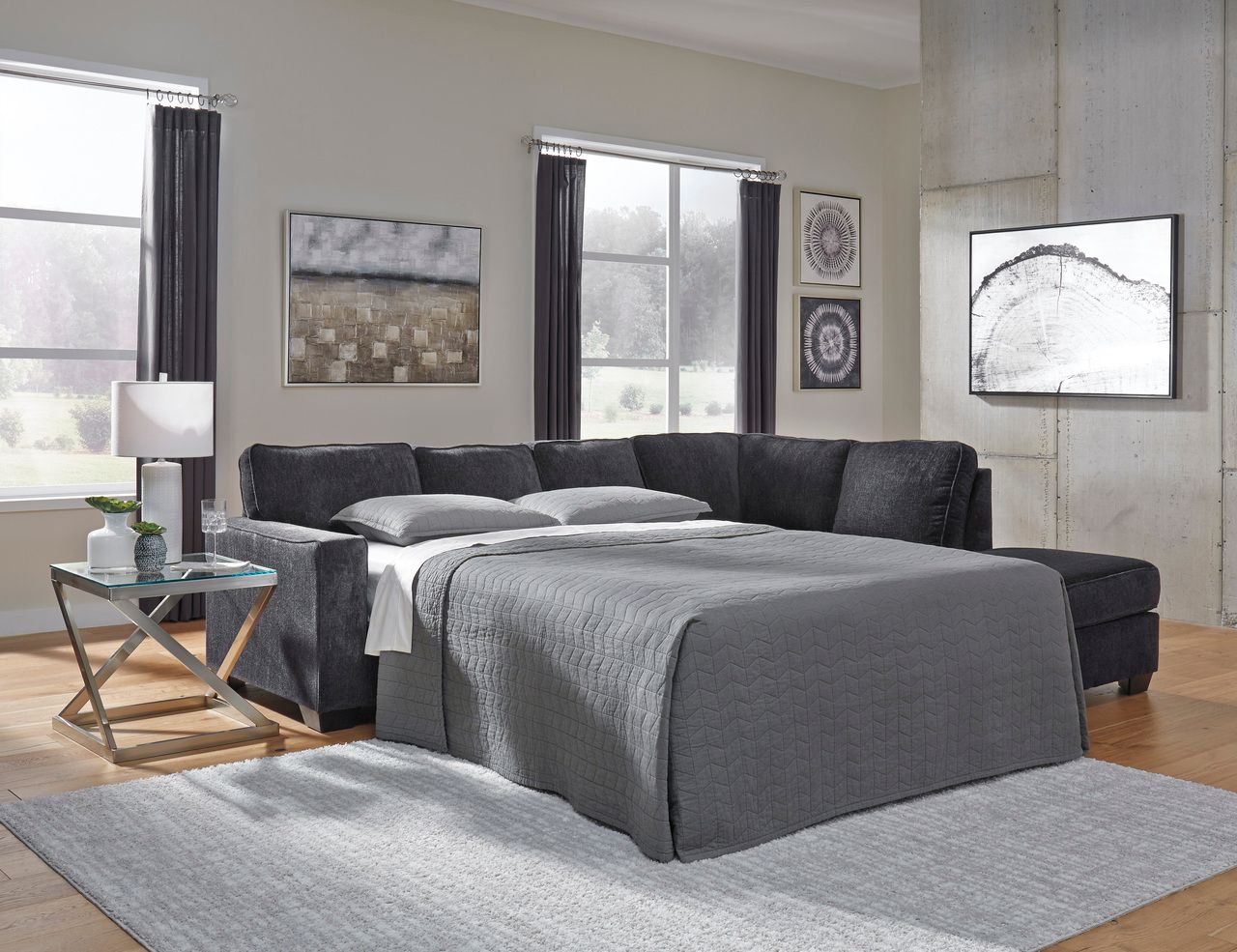 Altari 2-Piece RAF Sleeper Sectional With Chaise In Slate 87213S3