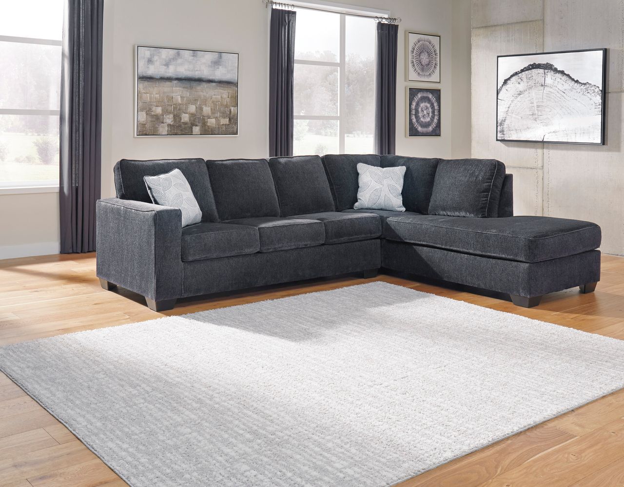 Altari 2-Piece RAF Sleeper Sectional With Chaise In Slate 87213S3