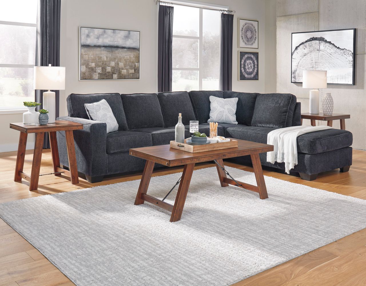 Altari 2-Piece RAF Sleeper Sectional With Chaise In Slate 87213S3