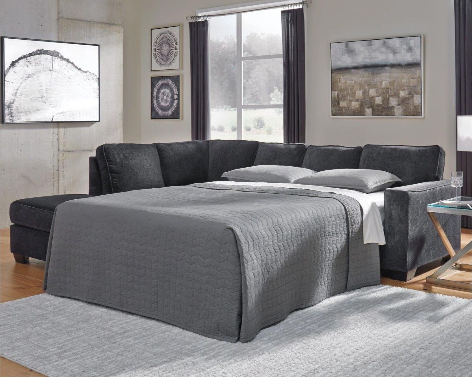 Altari 2-Piece LAF Sleeper Sectional With Chaise In Slate 87213S4