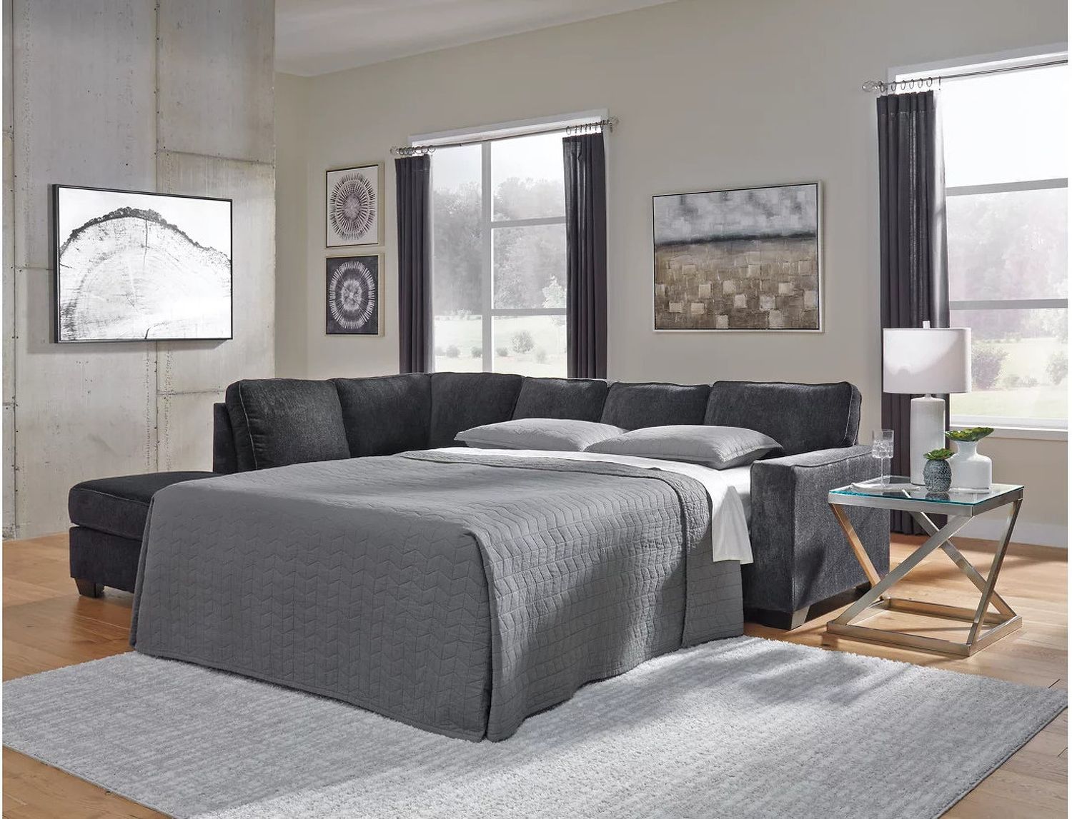 Altari 2-Piece LAF Sleeper Sectional With Chaise In Slate 87213S4