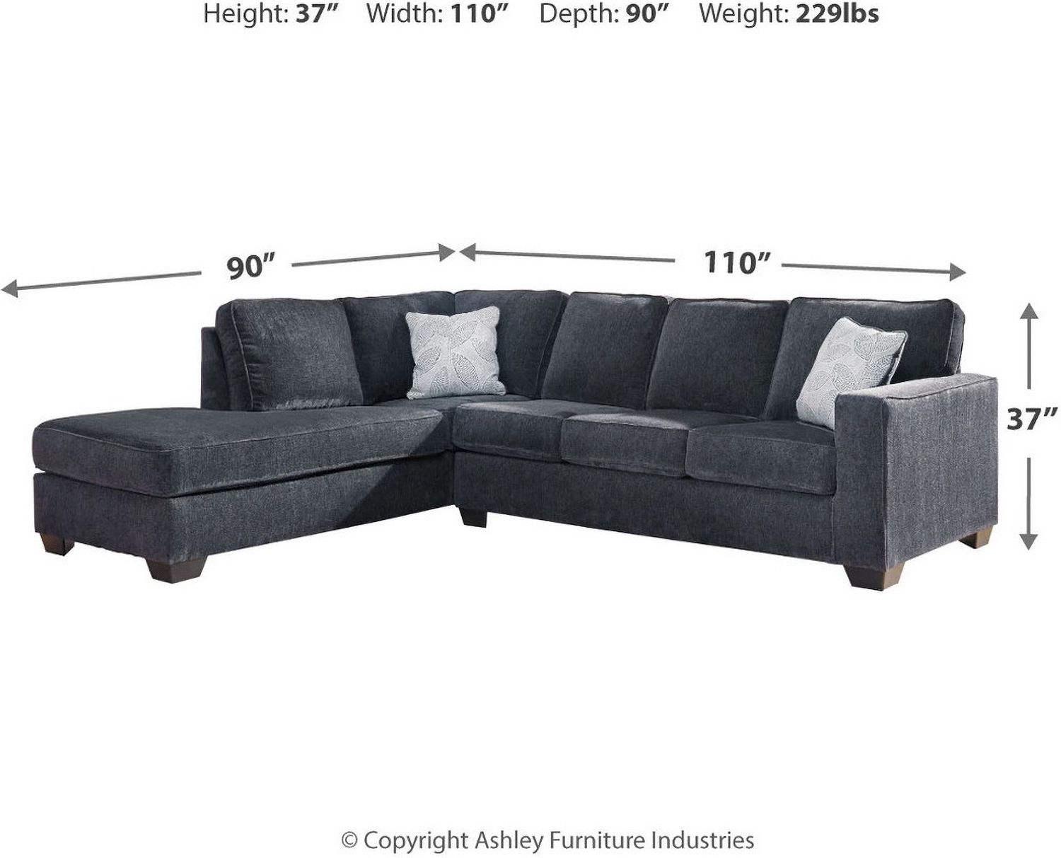 Altari 2-Piece Sectional with Chaise and Ottoman In Slate 87213U11