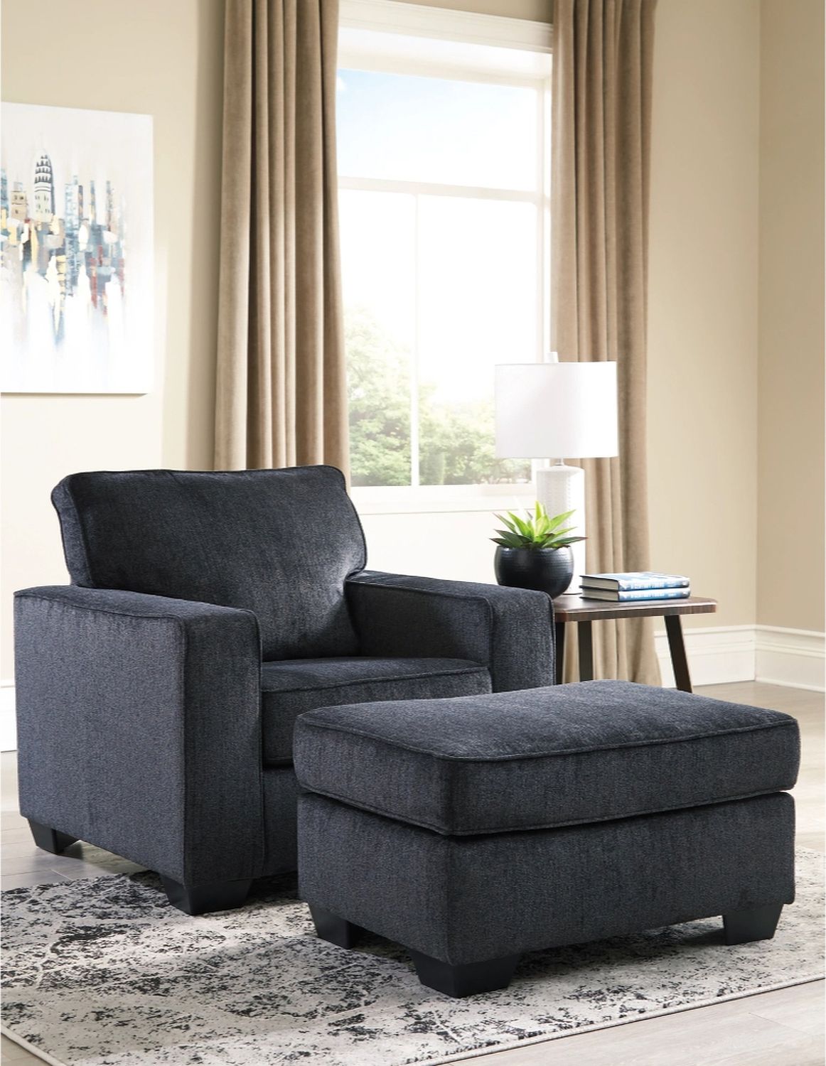 Altari Chair And Ottoman In Slate 87213U2