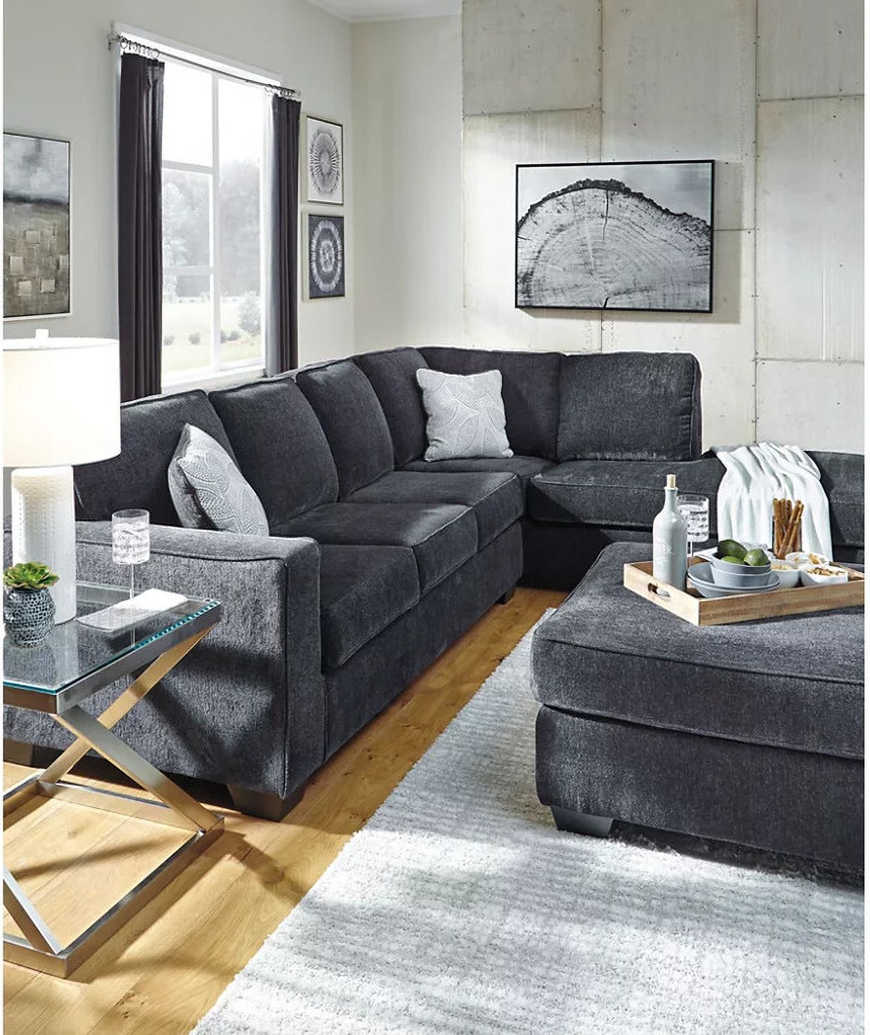 Altari Chair And Ottoman In Slate 87213U2