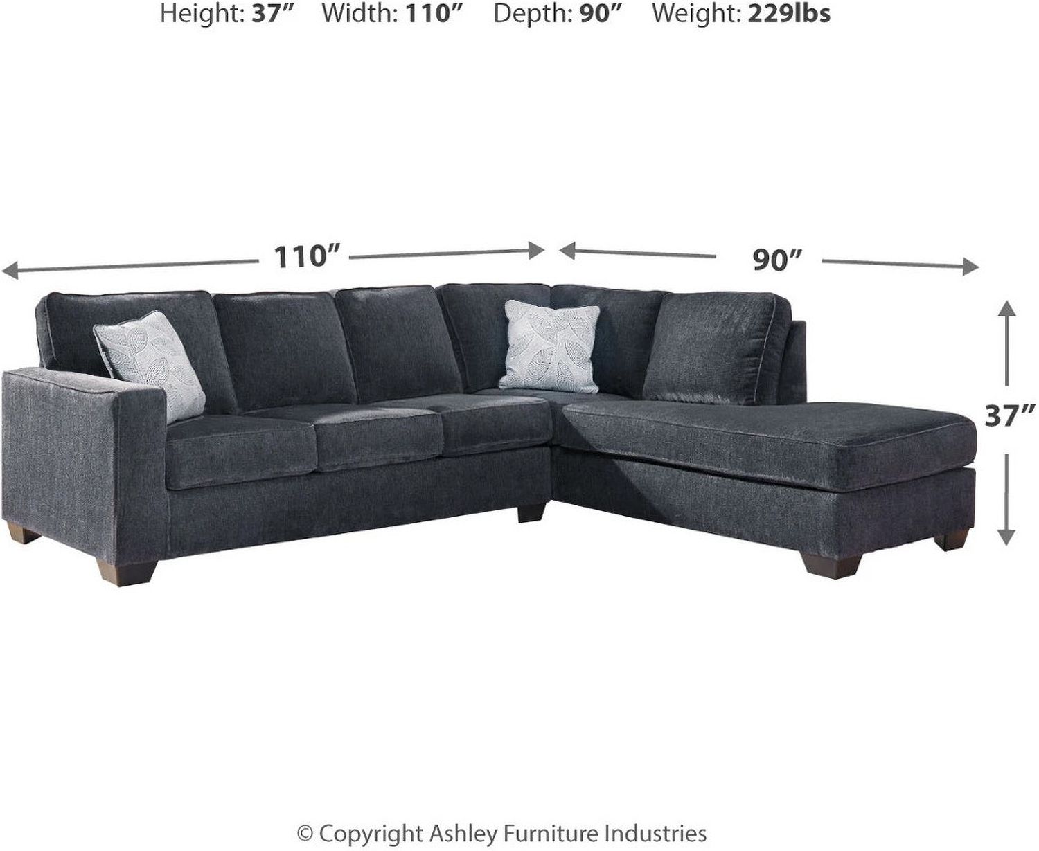Altari 2-Piece RAF Sectional and Ottoman In Slate 87213U7