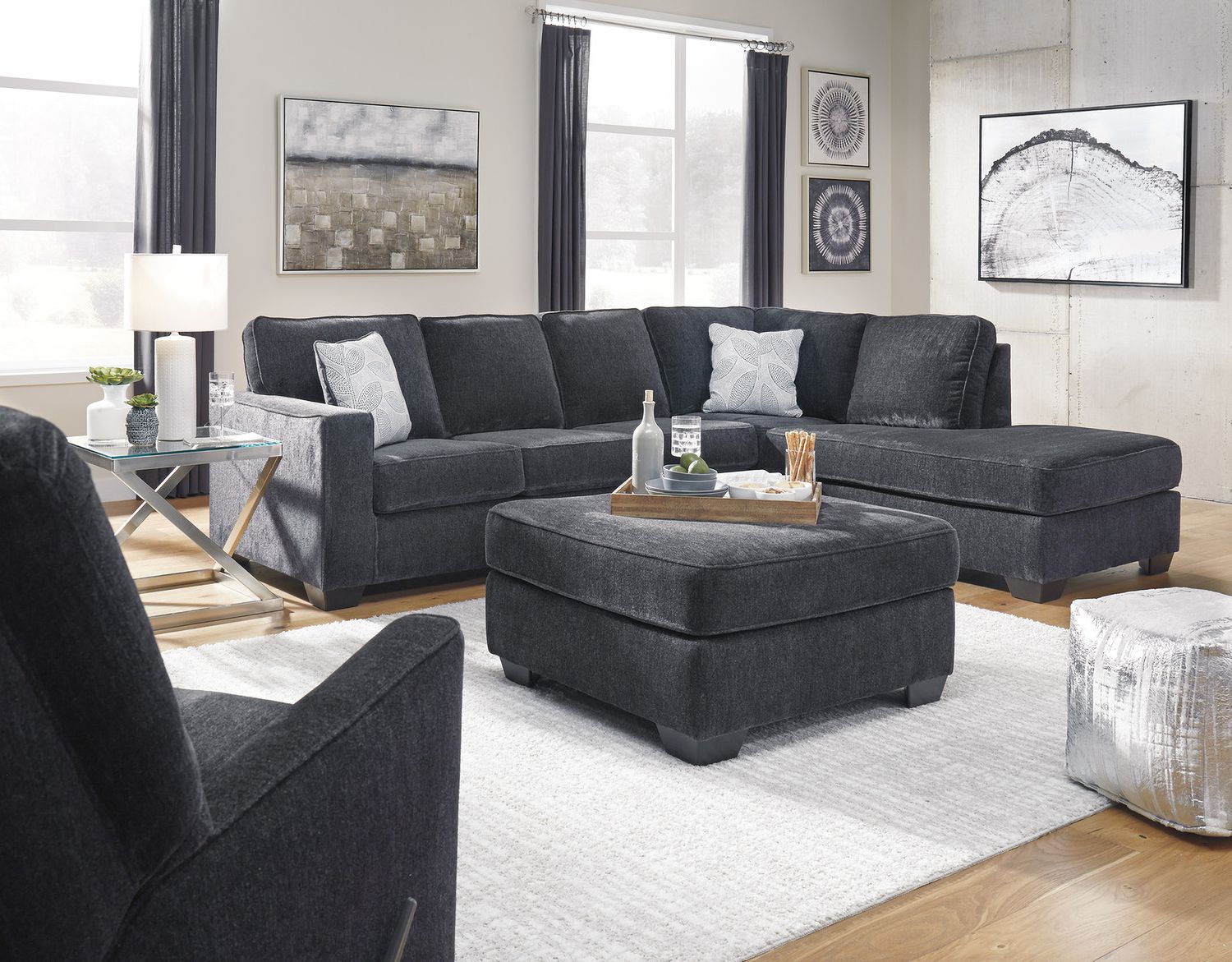 Altari 2-Piece RAF Sectional and Ottoman In Slate 87213U7