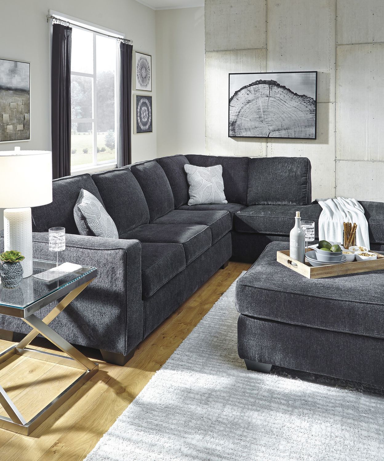 Altari 2-Piece RAF Sectional and Ottoman In Slate 87213U7